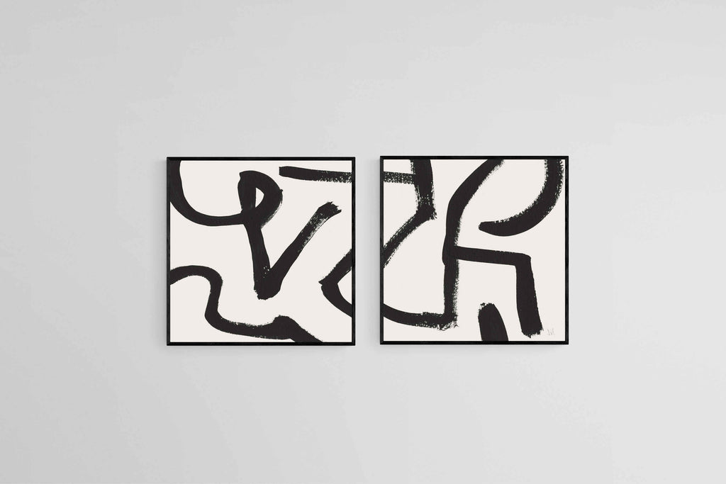 Berf Set-Wall_Art-50 x 50cm (x2)-Mounted Canvas-Black-Pixalot