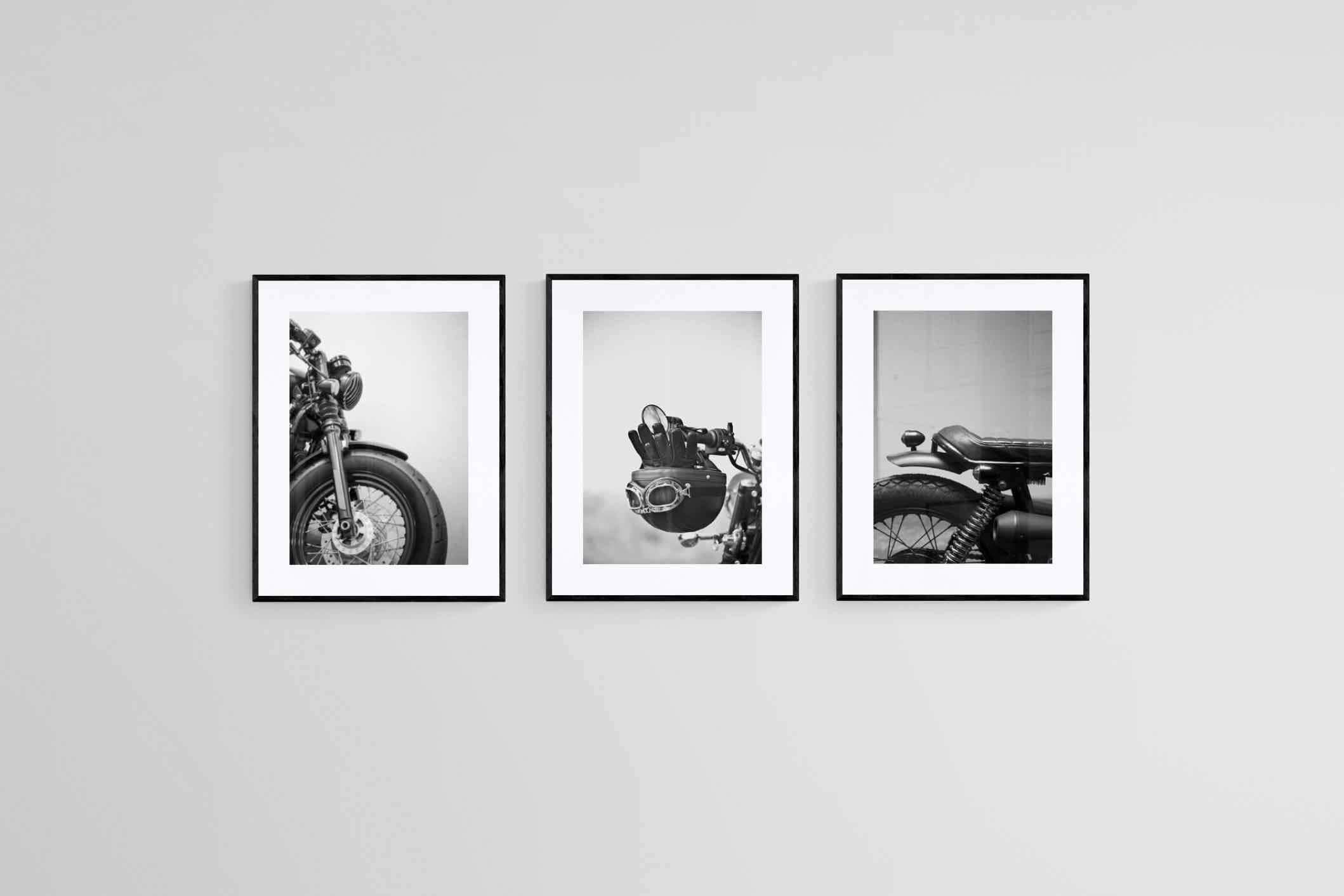 Biker Set-Wall_Art-45 x 60cm (x3)-Framed Print-Black-Pixalot