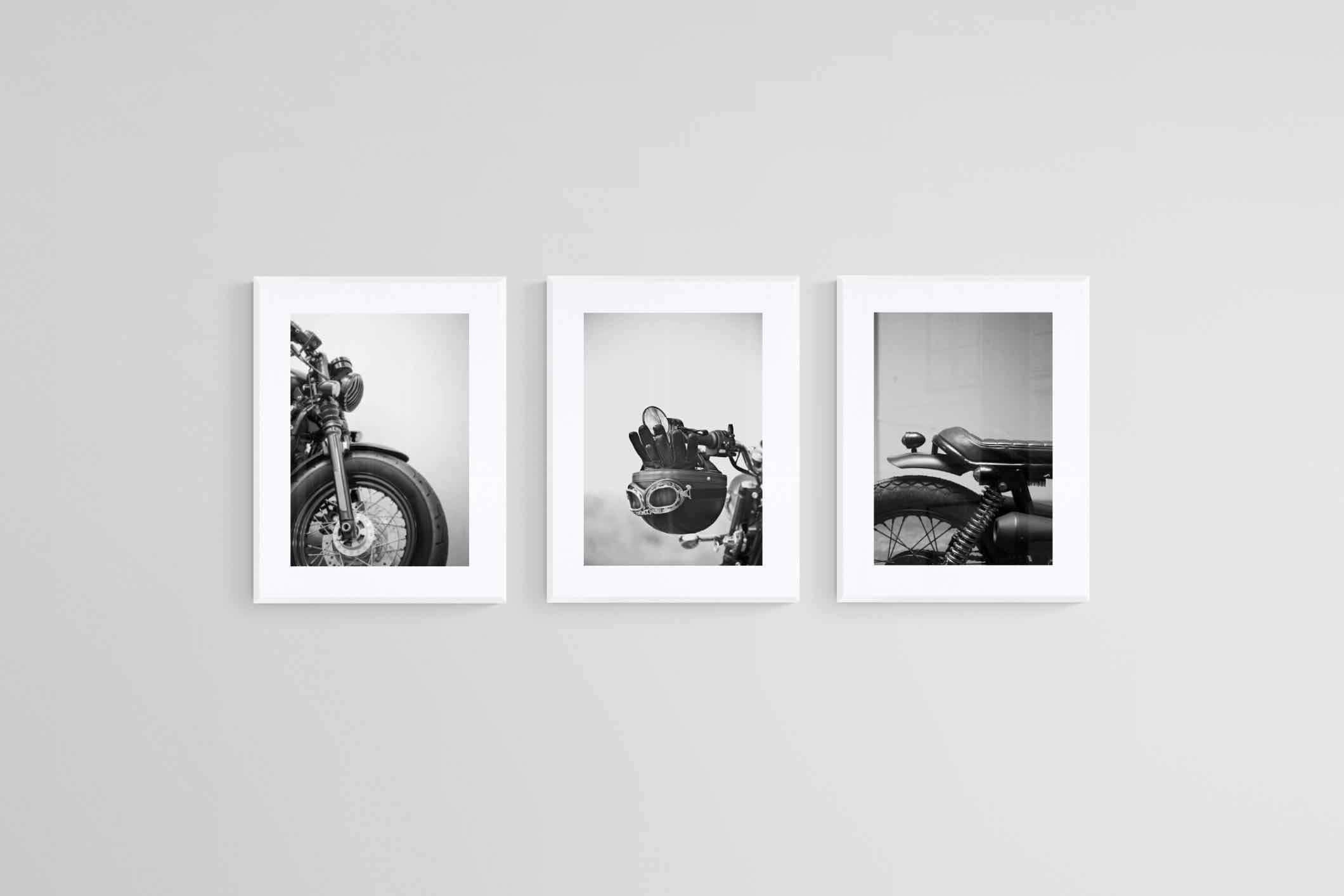 Biker Set-Wall_Art-45 x 60cm (x3)-Framed Print-White-Pixalot