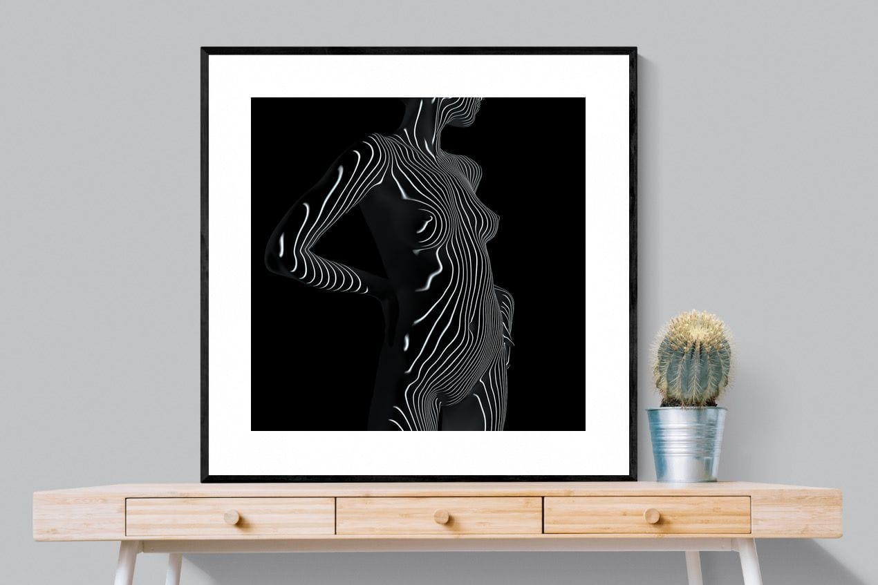 Body Contours-Wall_Art-100 x 100cm-Framed Print-Black-Pixalot