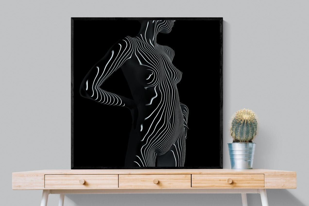 Body Contours-Wall_Art-100 x 100cm-Mounted Canvas-Black-Pixalot