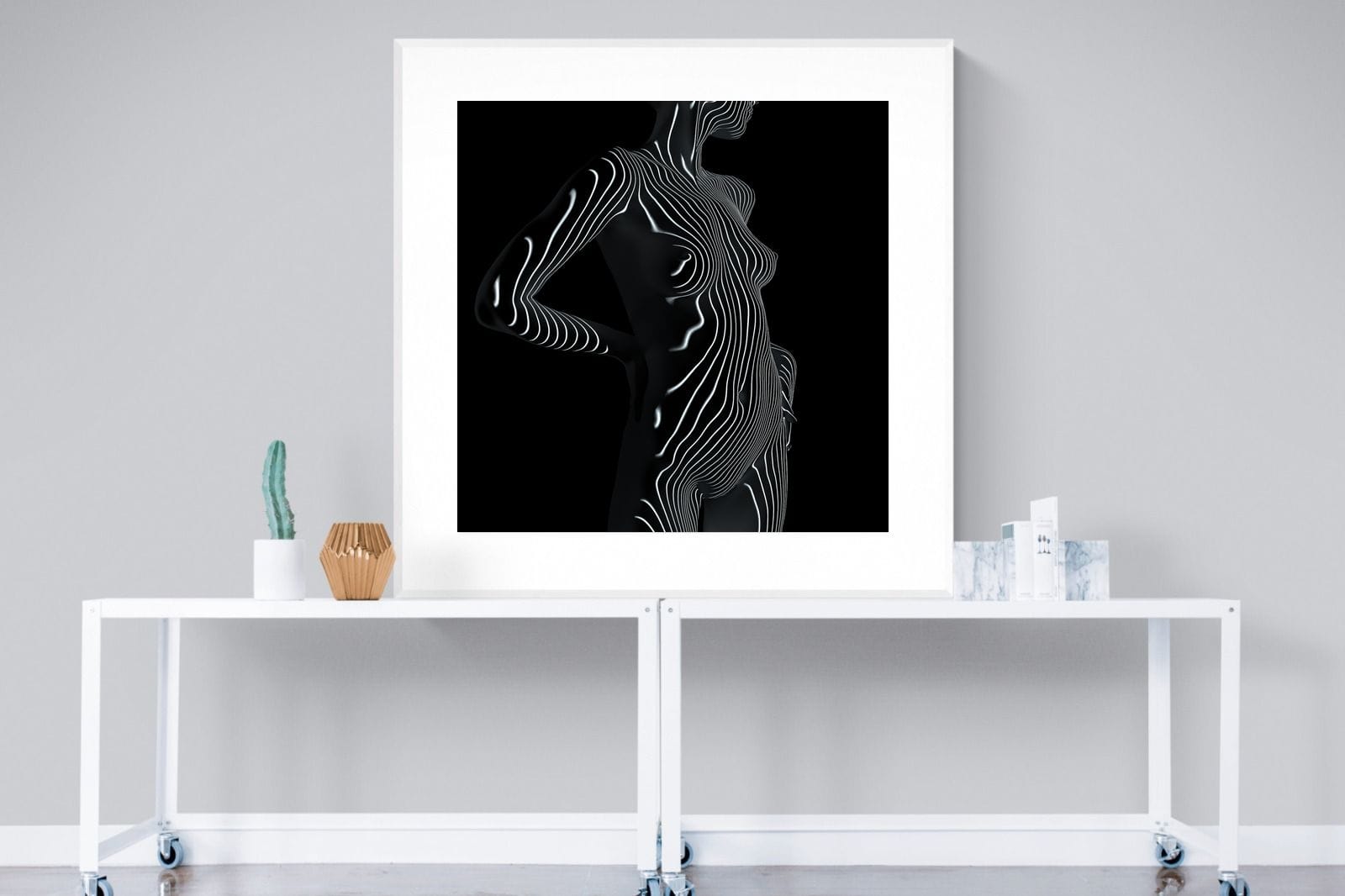 Body Contours-Wall_Art-120 x 120cm-Framed Print-White-Pixalot