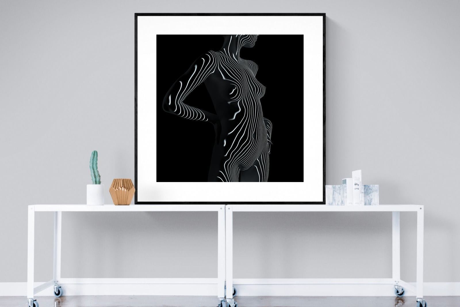 Body Contours-Wall_Art-120 x 120cm-Framed Print-Black-Pixalot