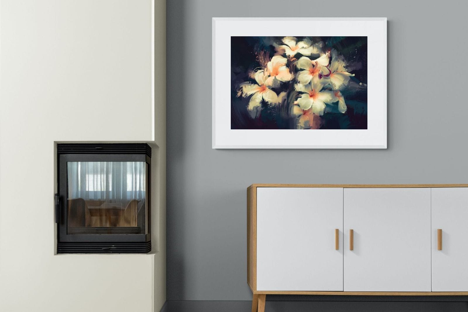 Brushed Petals-Wall_Art-100 x 75cm-Framed Print-White-Pixalot