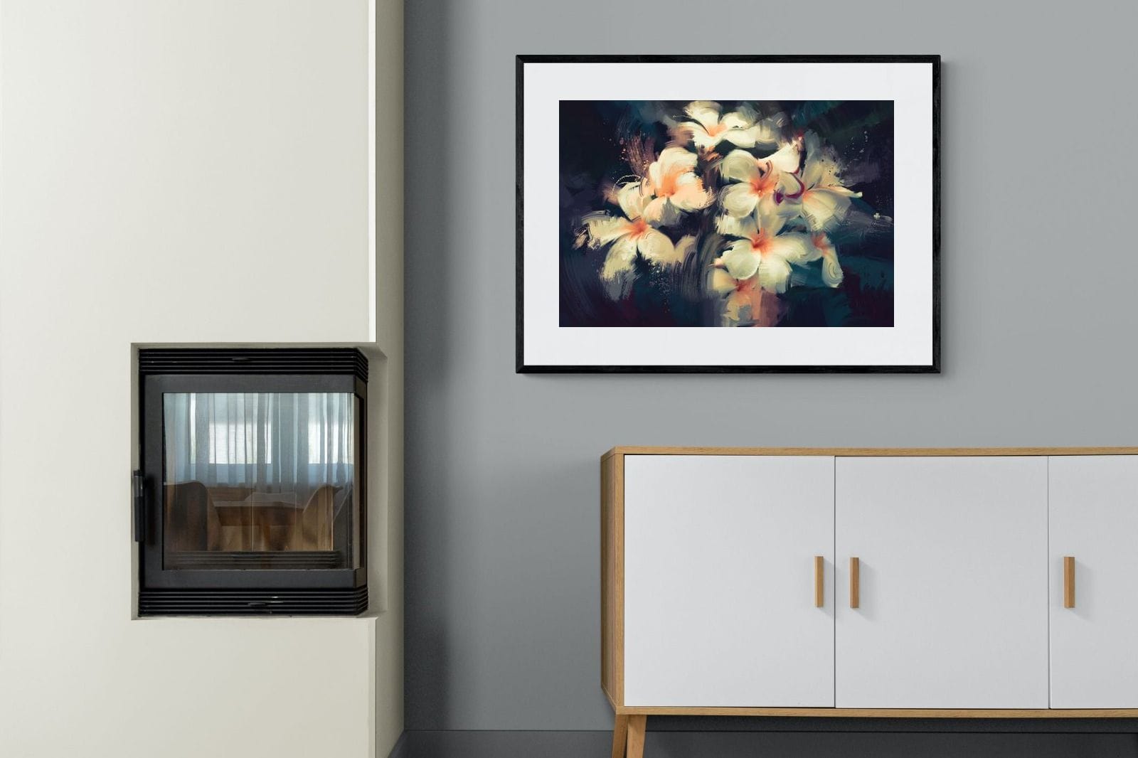 Brushed Petals-Wall_Art-100 x 75cm-Framed Print-Black-Pixalot