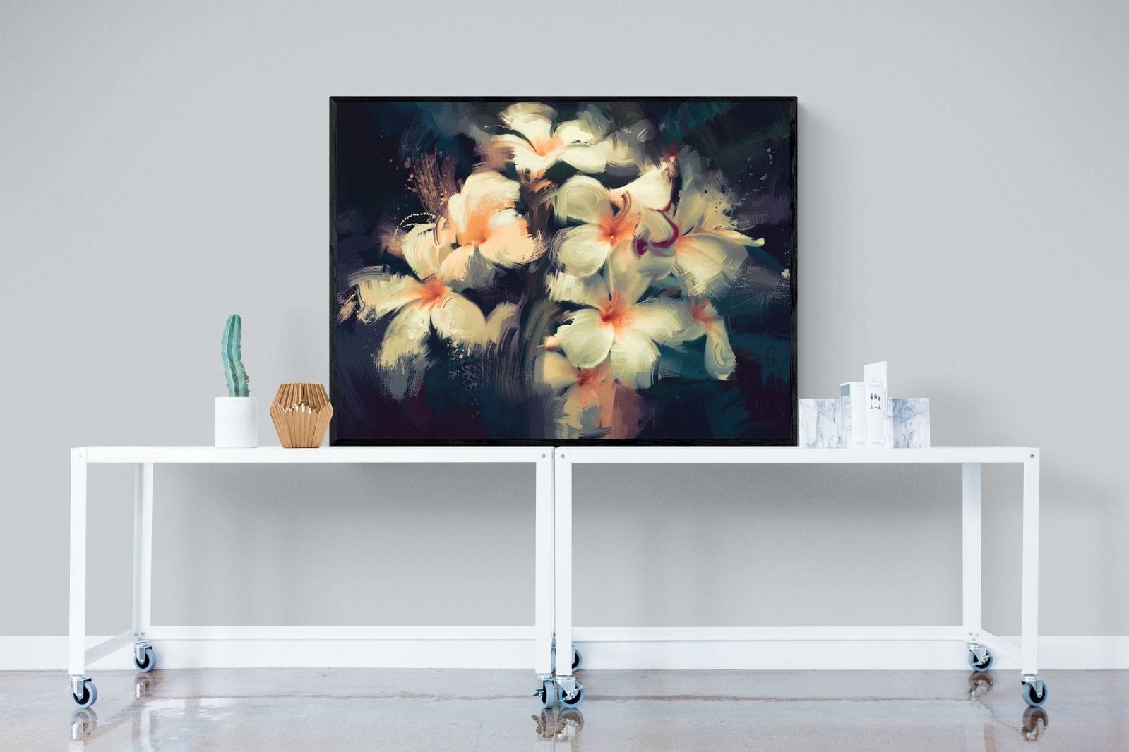 Brushed Petals-Wall_Art-120 x 90cm-Mounted Canvas-Black-Pixalot