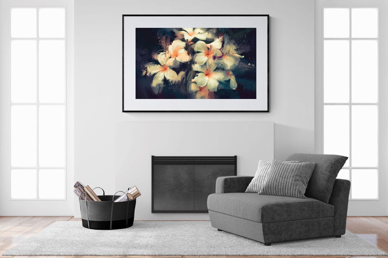 Brushed Petals-Wall_Art-150 x 100cm-Framed Print-Black-Pixalot