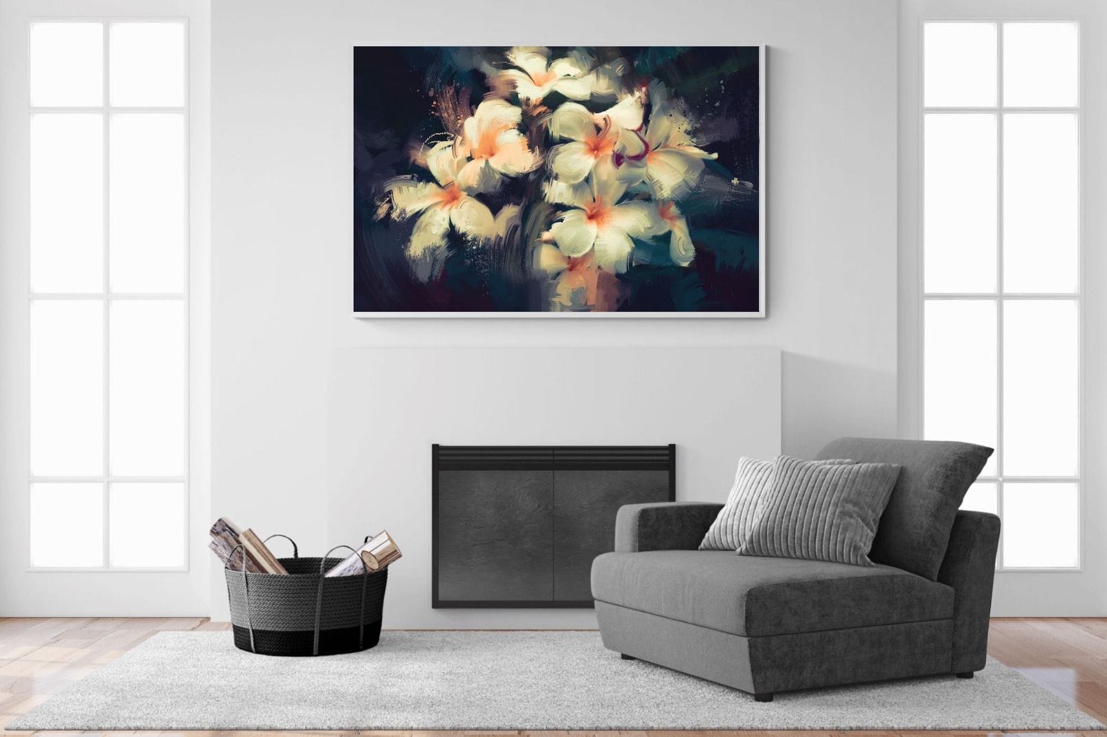 Brushed Petals-Wall_Art-150 x 100cm-Mounted Canvas-White-Pixalot