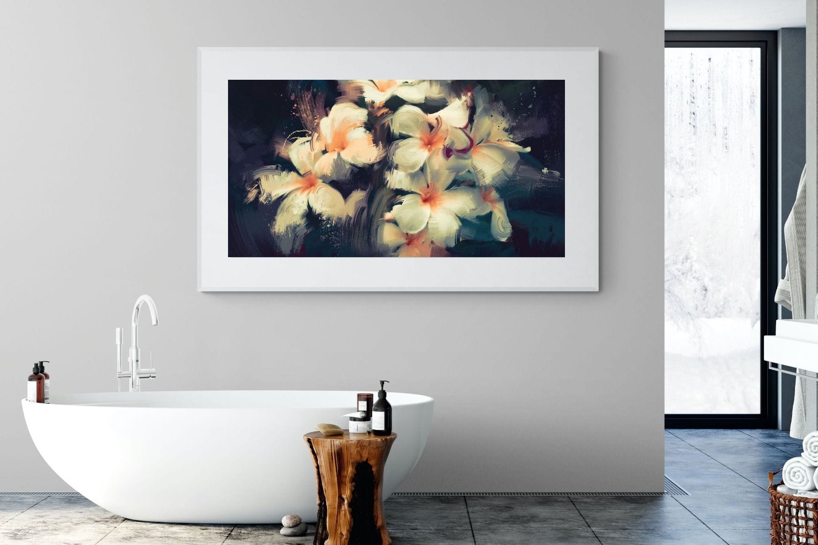 Brushed Petals-Wall_Art-180 x 110cm-Framed Print-White-Pixalot