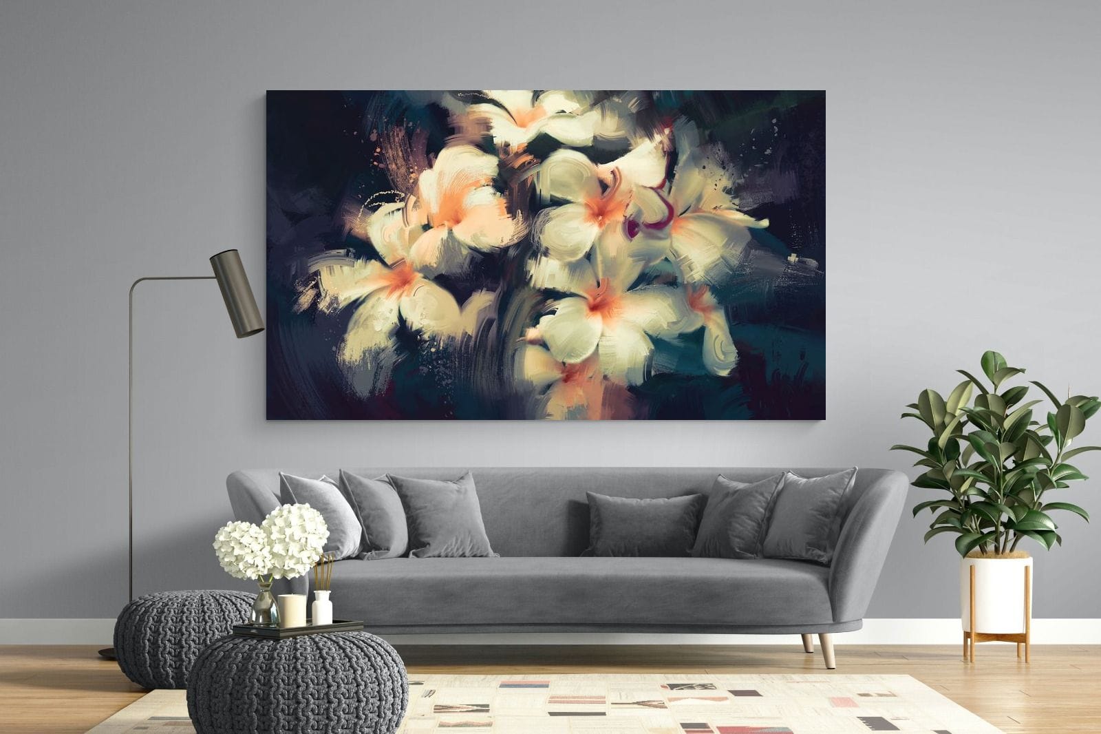 Brushed Petals-Wall_Art-220 x 130cm-Mounted Canvas-No Frame-Pixalot