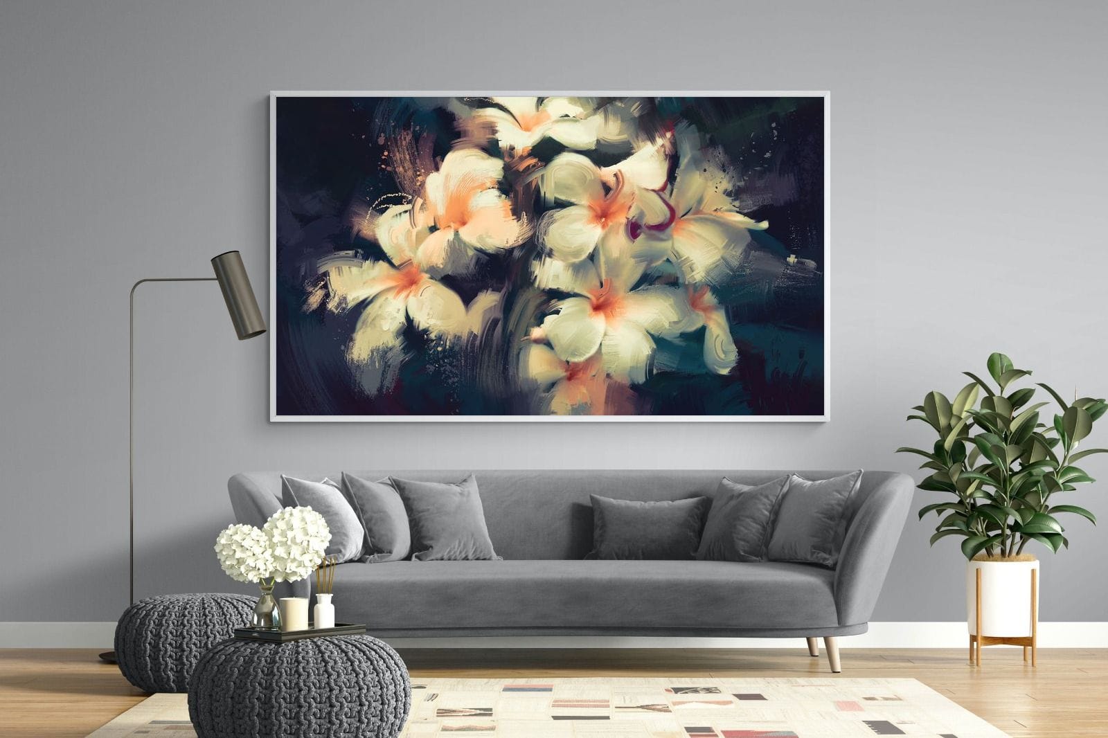 Brushed Petals-Wall_Art-220 x 130cm-Mounted Canvas-White-Pixalot