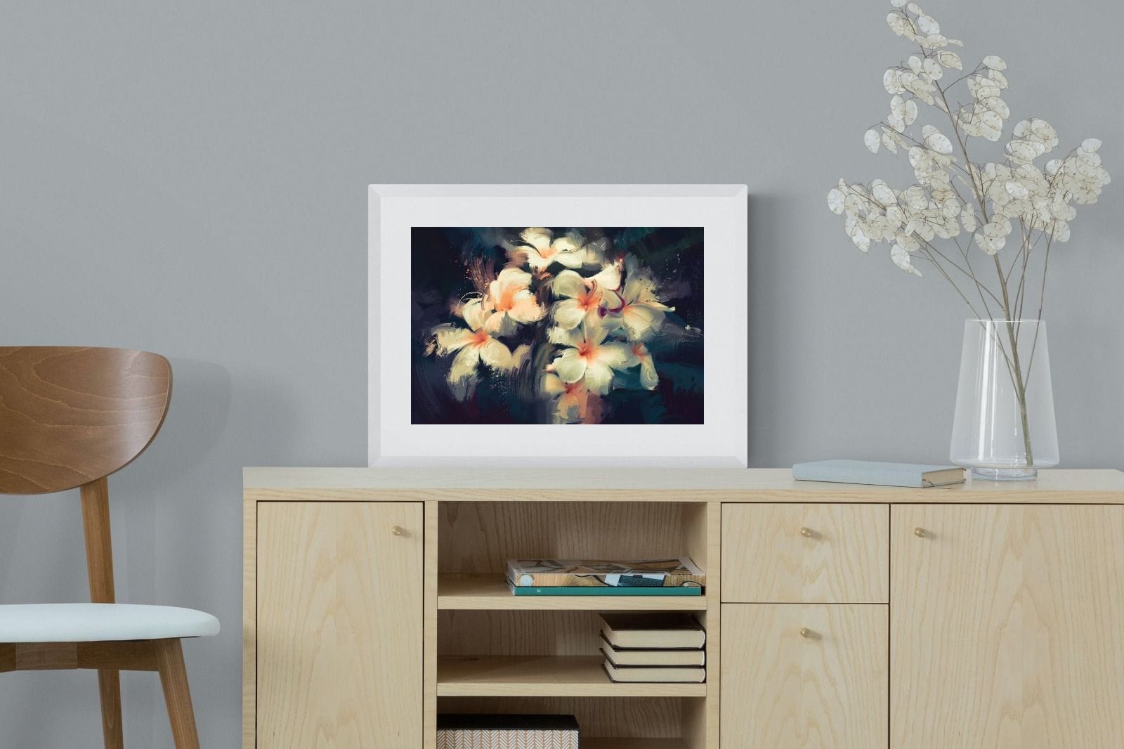 Brushed Petals-Wall_Art-60 x 45cm-Framed Print-White-Pixalot