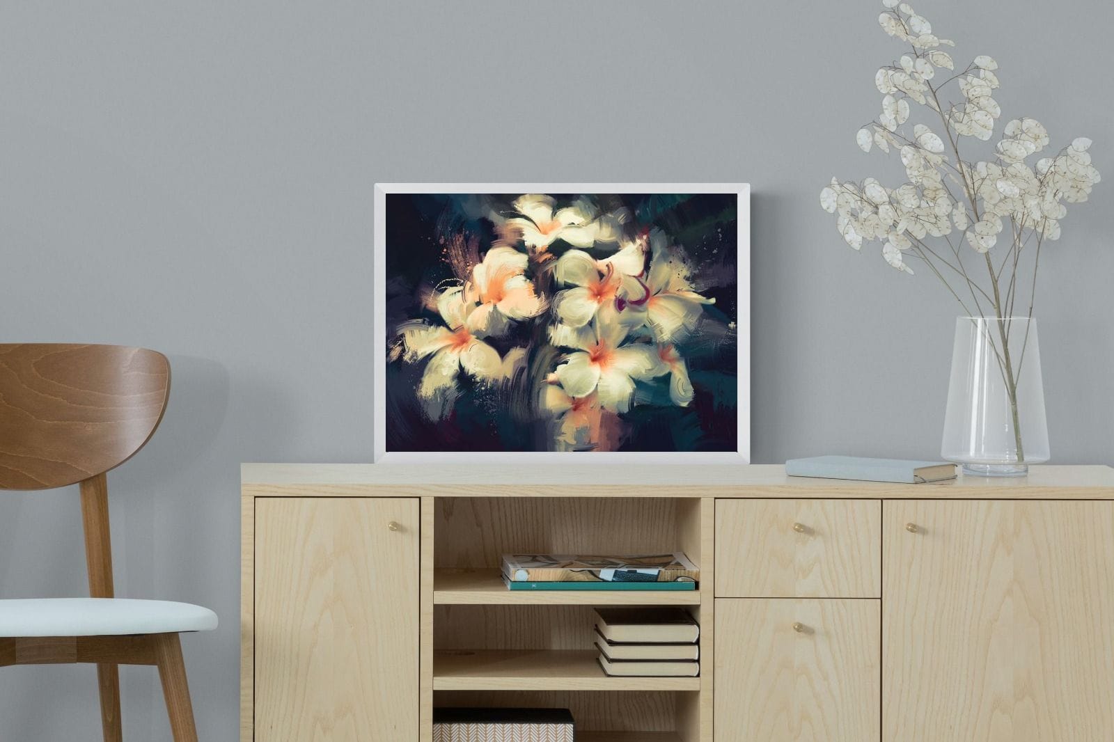 Brushed Petals-Wall_Art-60 x 45cm-Mounted Canvas-White-Pixalot