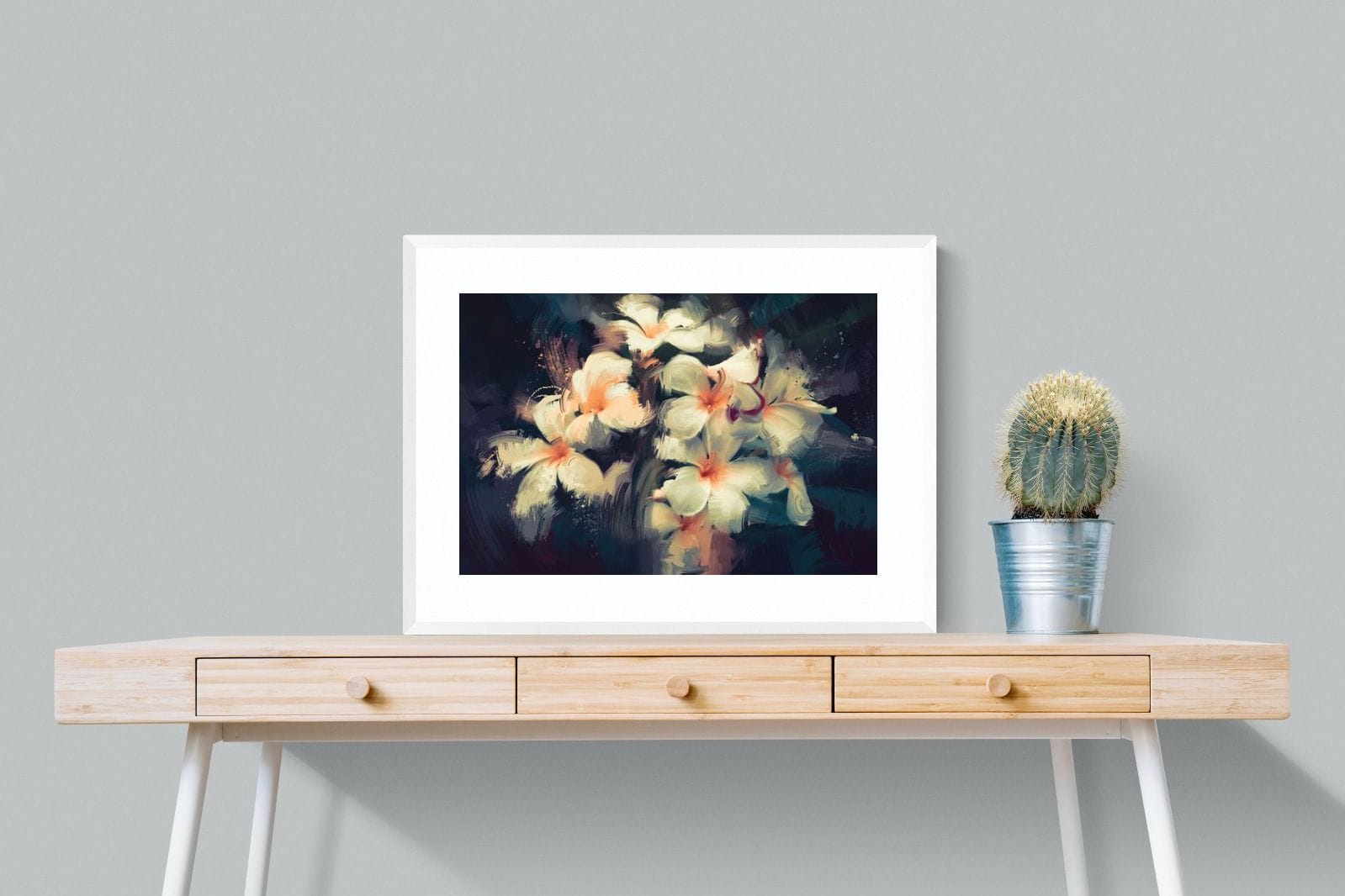 Brushed Petals-Wall_Art-80 x 60cm-Framed Print-White-Pixalot