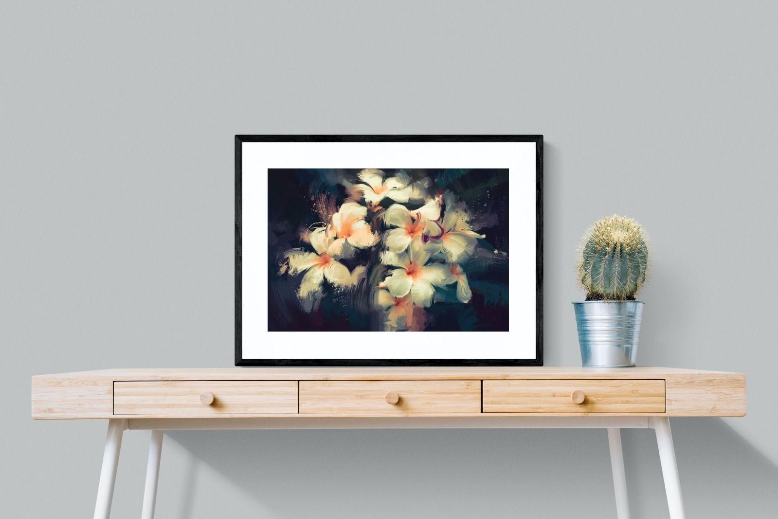 Brushed Petals-Wall_Art-80 x 60cm-Framed Print-Black-Pixalot