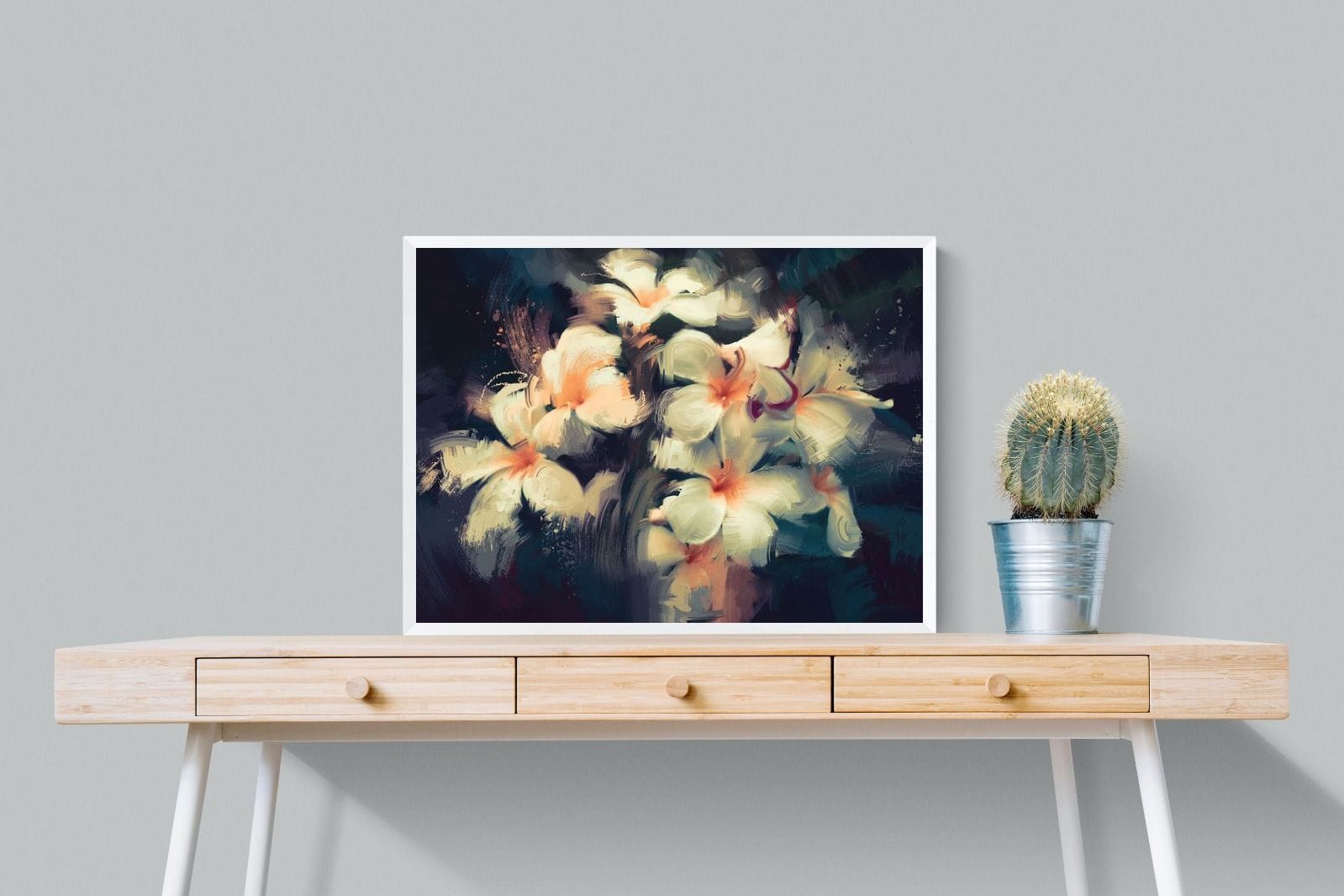 Brushed Petals-Wall_Art-80 x 60cm-Mounted Canvas-White-Pixalot