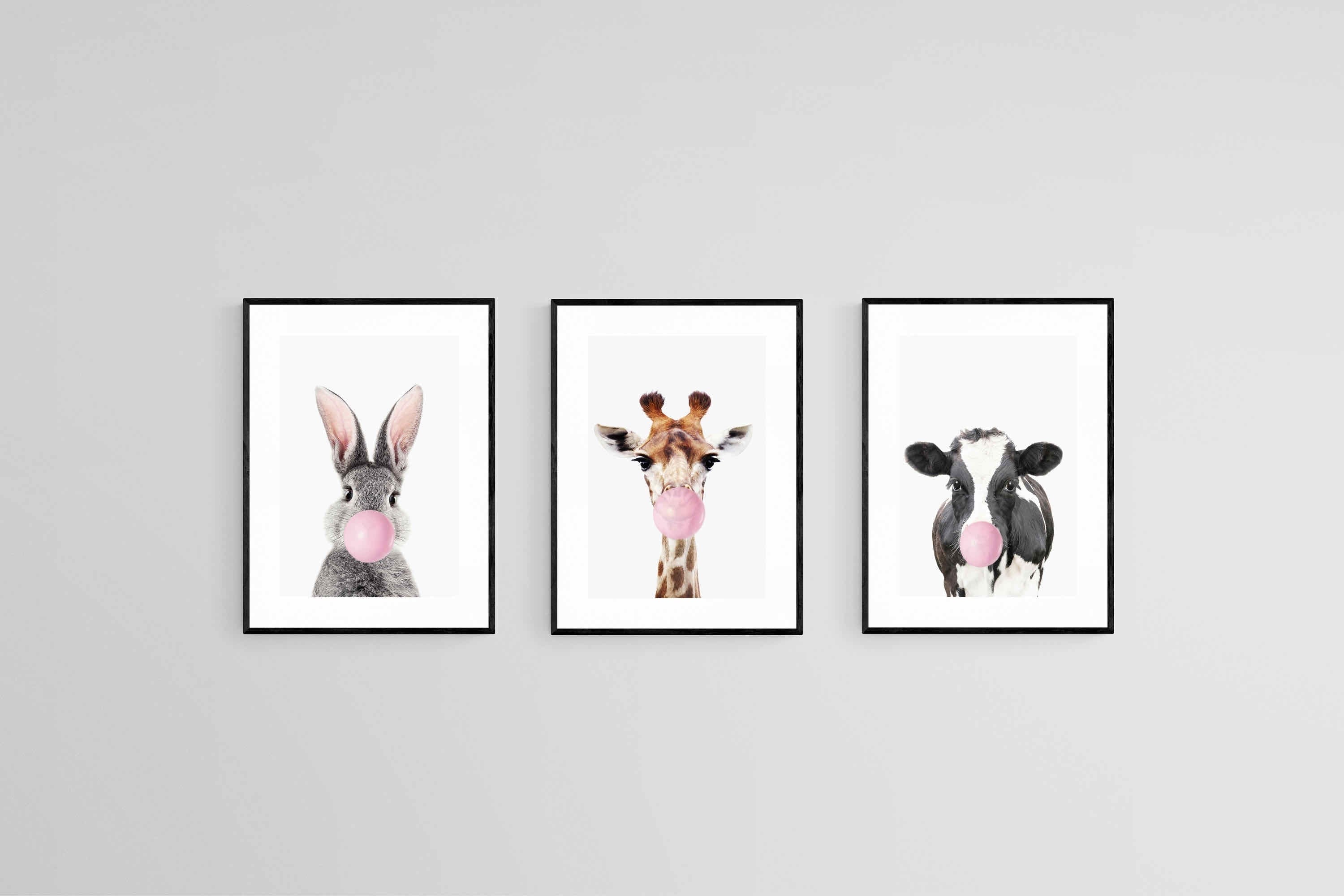 Bubblegum Buddies Set-Wall_Art-45 x 60cm (x3)-Framed Print-Black-Pixalot