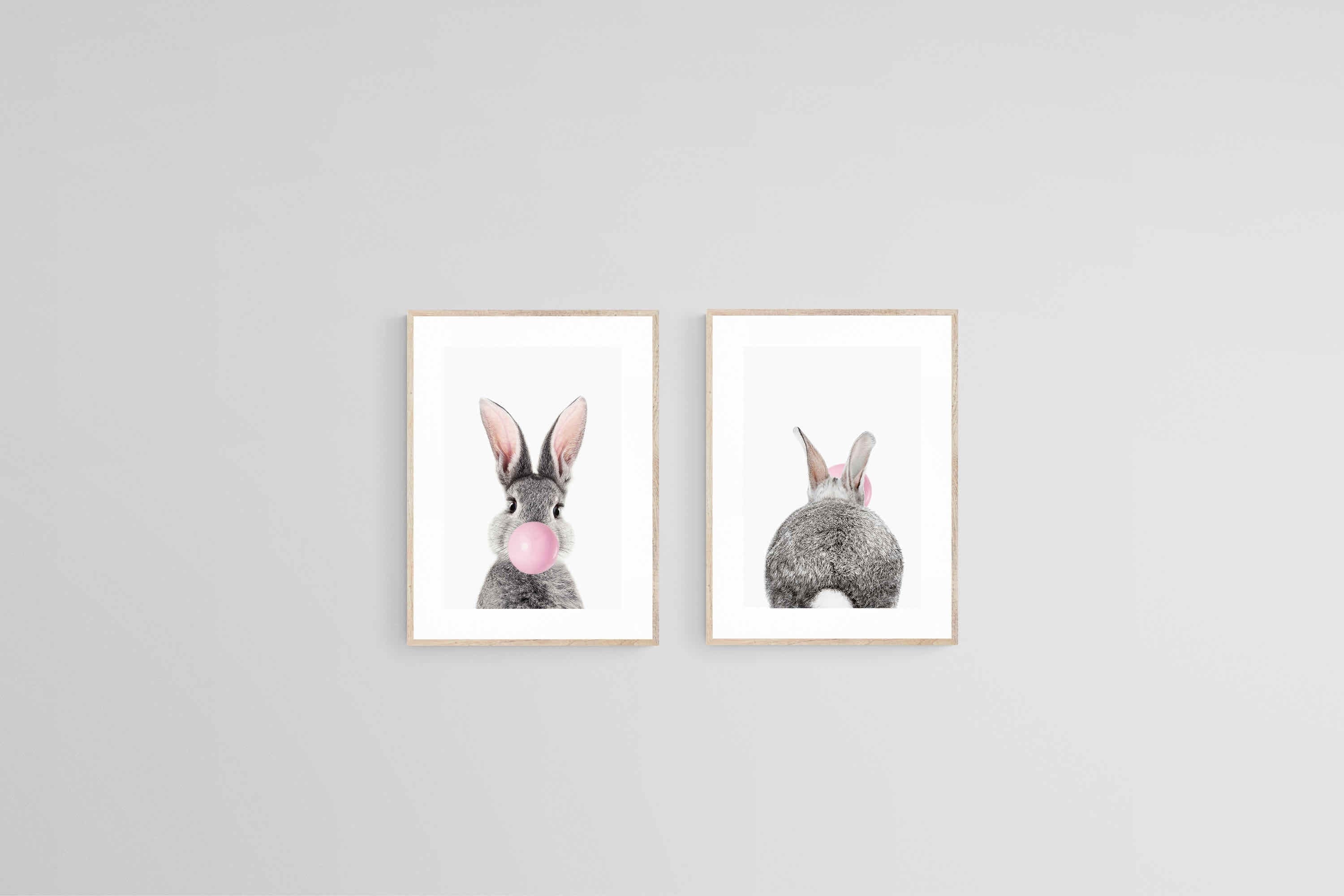 Bubblegum Bunny Set-Wall_Art-45 x 60cm (x2)-Framed Print-Wood-Pixalot
