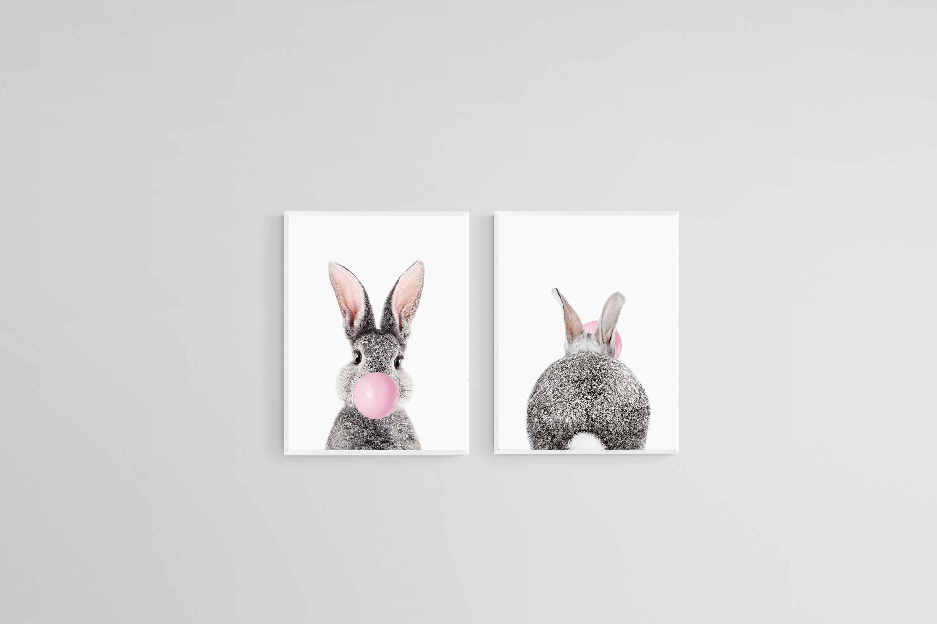 Bubblegum Bunny Set-Wall_Art-45 x 60cm (x2)-Mounted Canvas-White-Pixalot