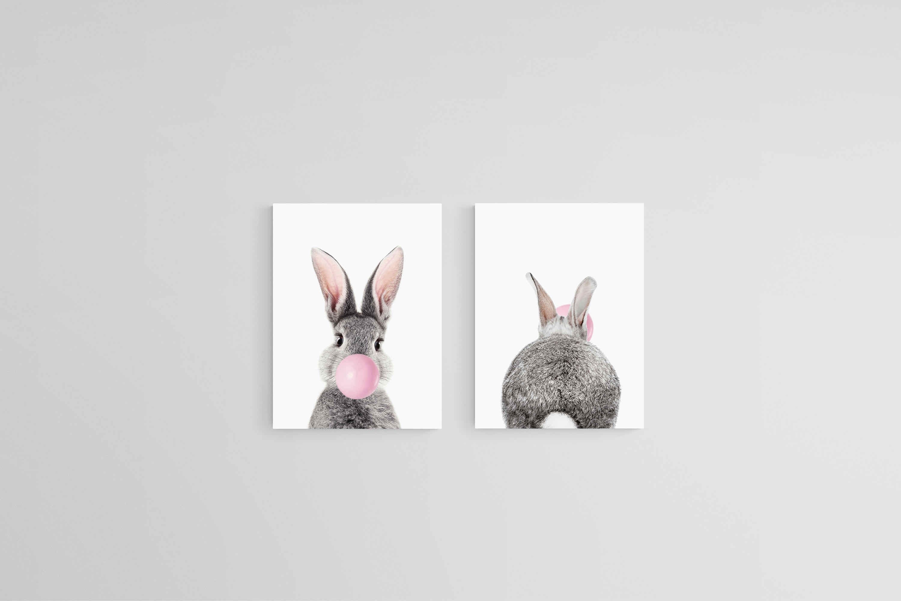 Bubblegum Bunny Set-Wall_Art-45 x 60cm (x2)-Mounted Canvas-No Frame-Pixalot