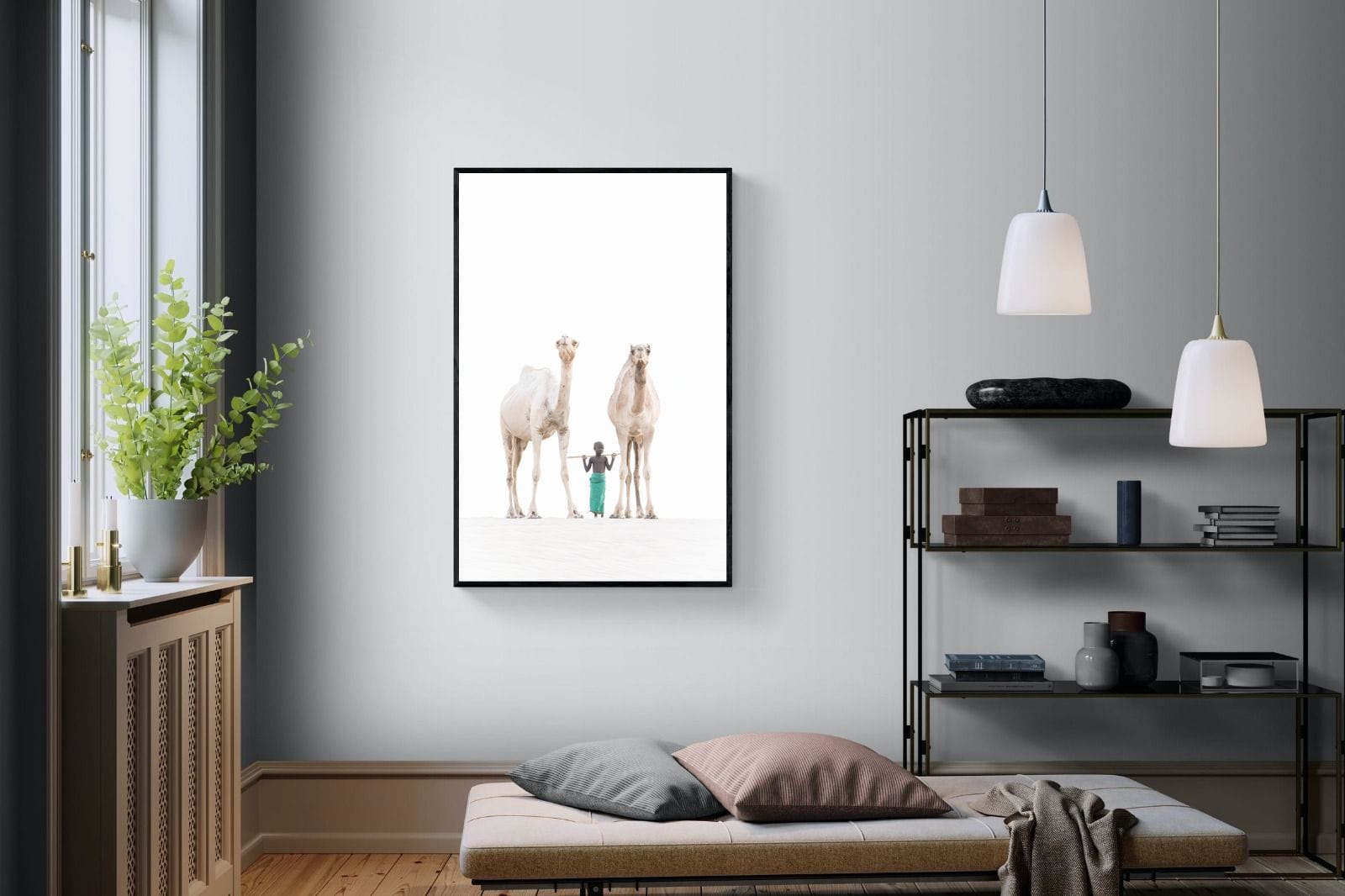 Camel Kid-Wall_Art-100 x 150cm-Mounted Canvas-Black-Pixalot
