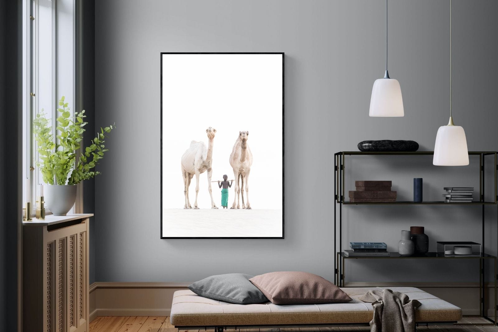 Camel Kid-Wall_Art-120 x 180cm-Mounted Canvas-Black-Pixalot