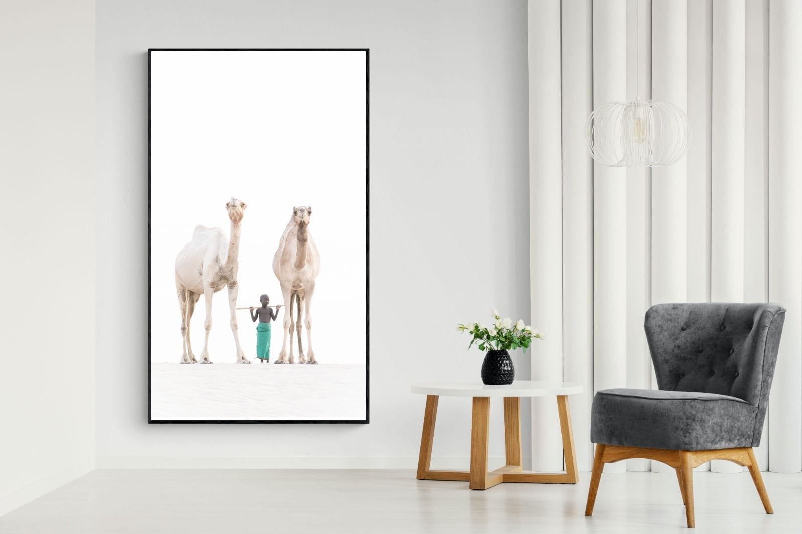 Camel Kid-Wall_Art-130 x 220cm-Mounted Canvas-Black-Pixalot