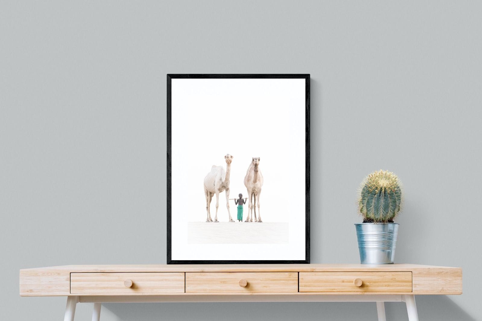 Camel Kid-Wall_Art-60 x 80cm-Framed Print-Black-Pixalot
