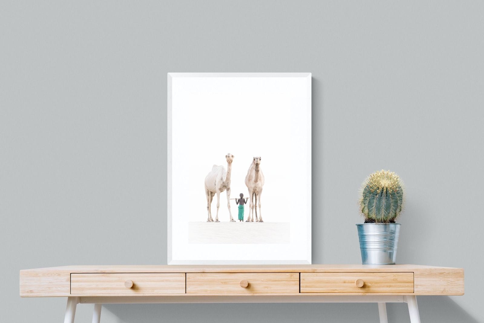 Camel Kid-Wall_Art-60 x 80cm-Framed Print-White-Pixalot