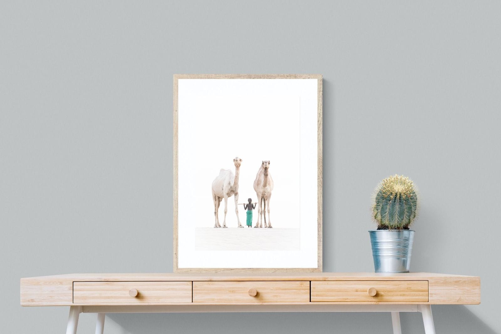 Camel Kid-Wall_Art-60 x 80cm-Framed Print-Wood-Pixalot
