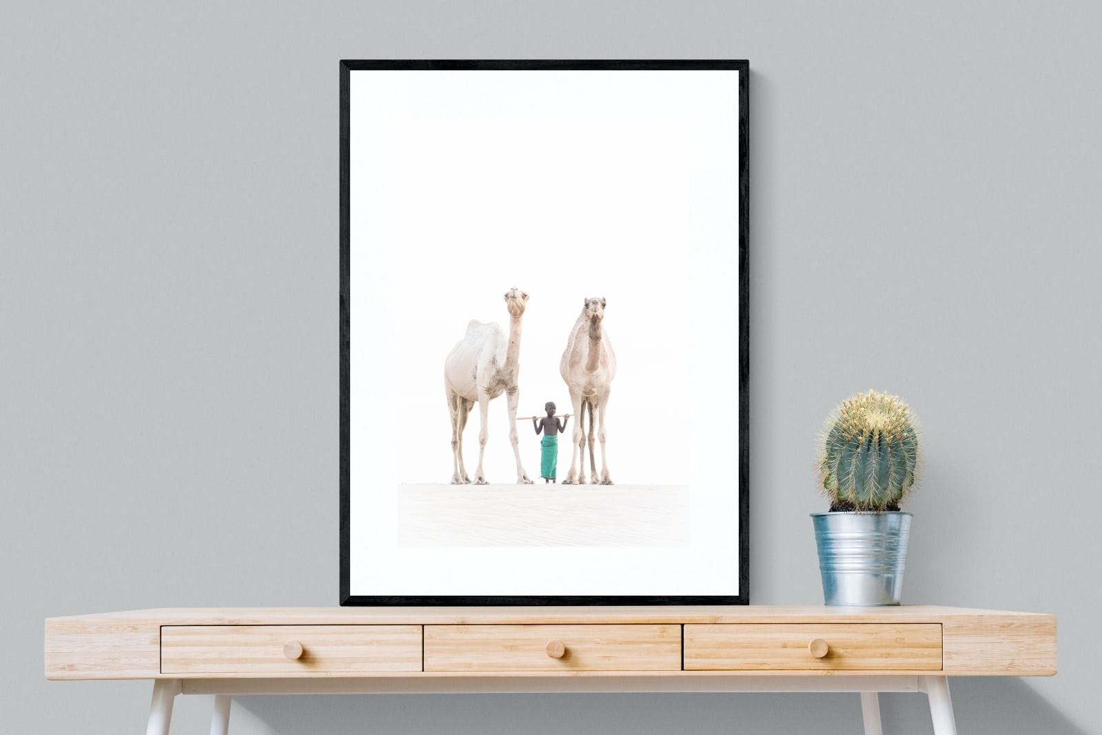 Camel Kid-Wall_Art-75 x 100cm-Framed Print-Black-Pixalot