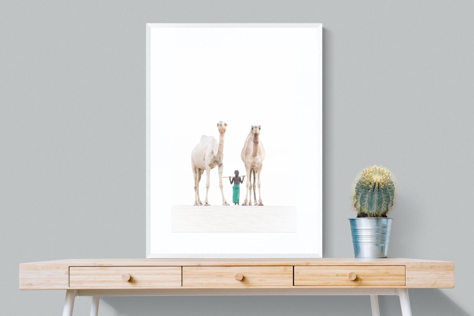 Camel Kid-Wall_Art-75 x 100cm-Framed Print-White-Pixalot