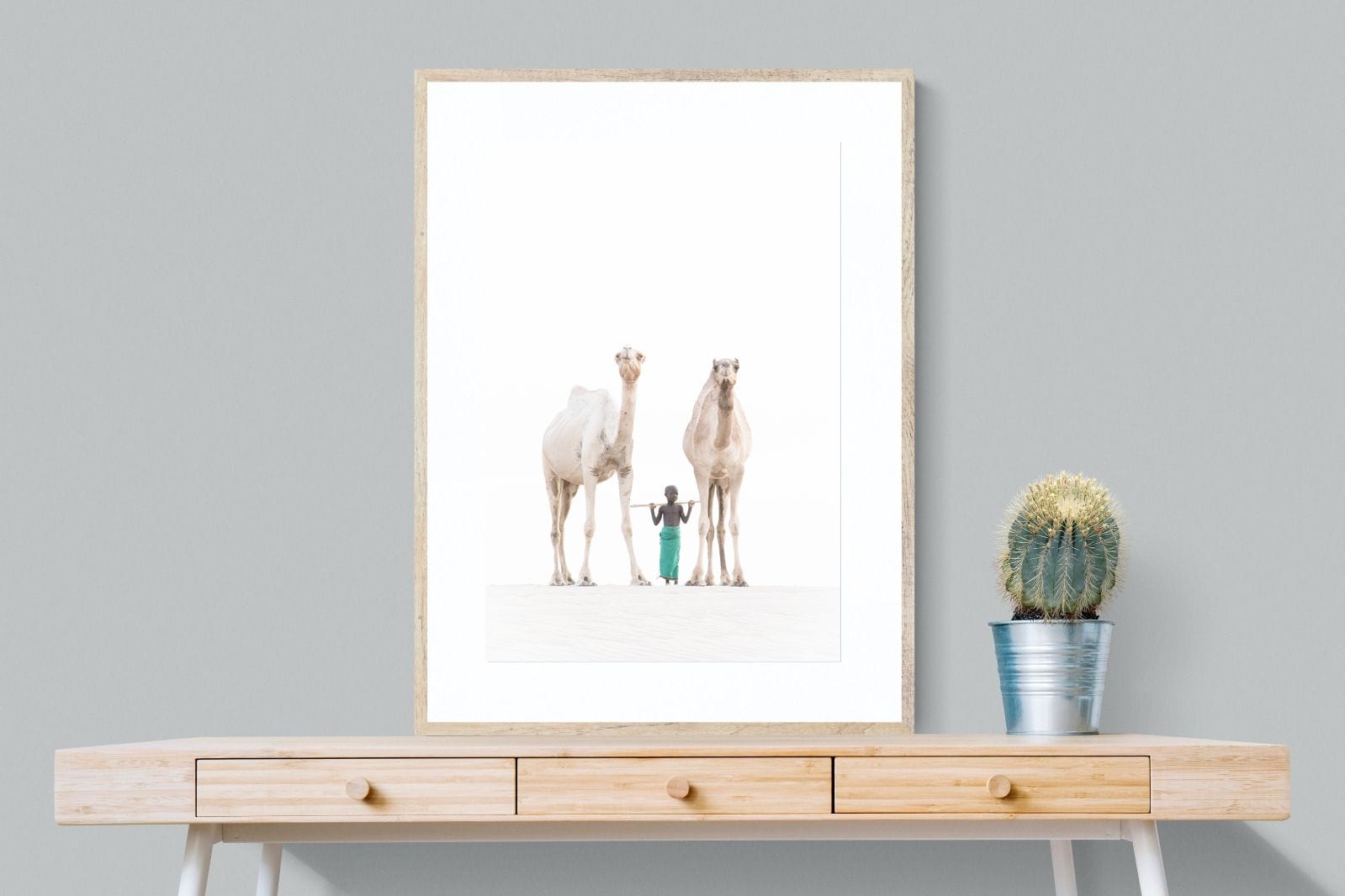 Camel Kid-Wall_Art-75 x 100cm-Framed Print-Wood-Pixalot