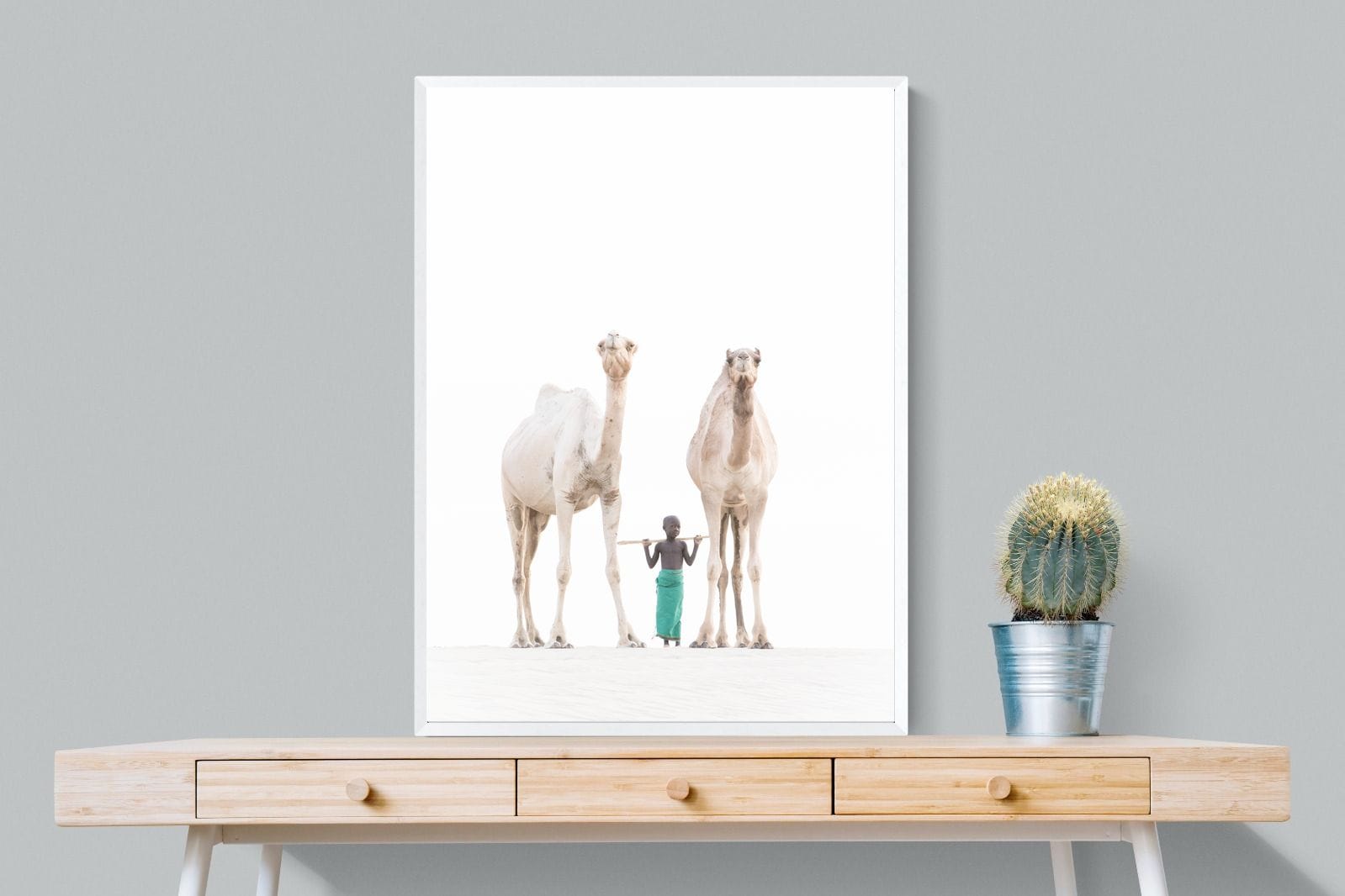 Camel Kid-Wall_Art-75 x 100cm-Mounted Canvas-White-Pixalot