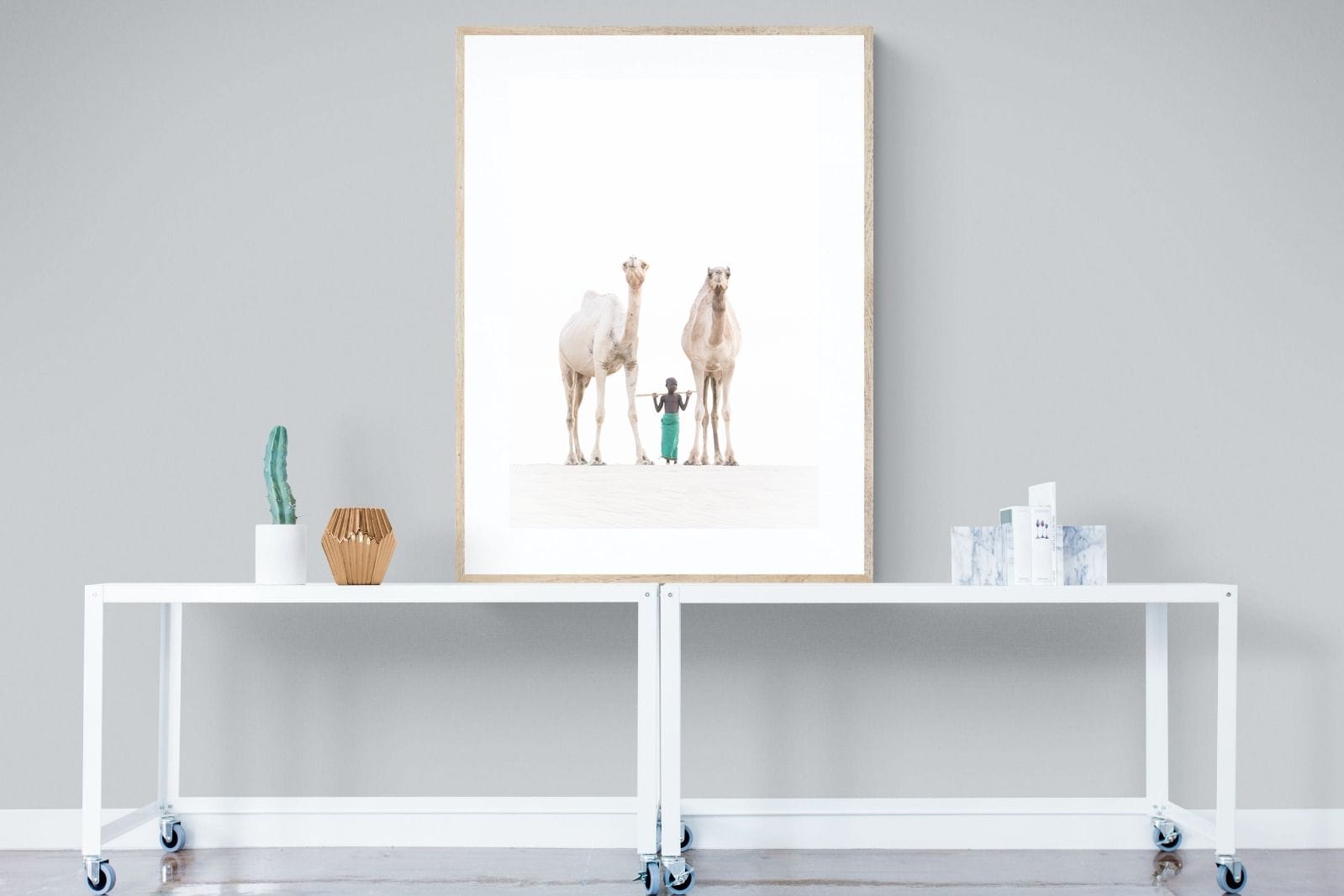 Camel Kid-Wall_Art-90 x 120cm-Framed Print-Wood-Pixalot