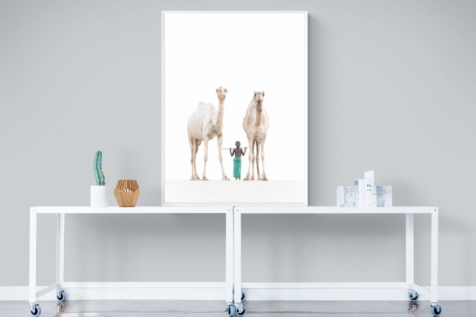 Camel Kid-Wall_Art-90 x 120cm-Mounted Canvas-White-Pixalot