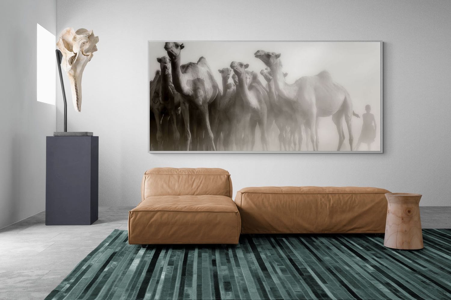 Camels in the Dust-Wall_Art-275 x 130cm-Mounted Canvas-White-Pixalot