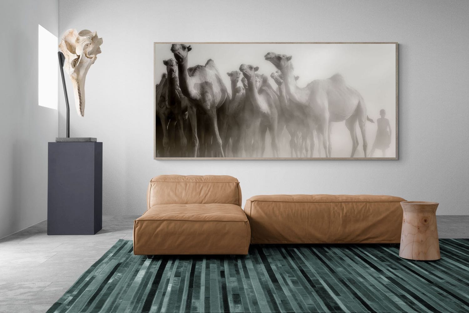 Camels in the Dust-Wall_Art-275 x 130cm-Mounted Canvas-Wood-Pixalot