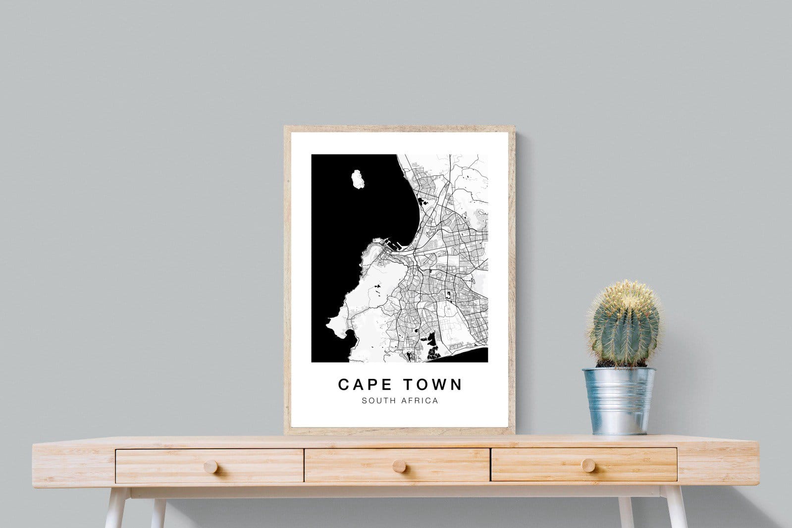Cape Town City Map-Wall_Art-60 x 80cm-Mounted Canvas-Wood-Pixalot