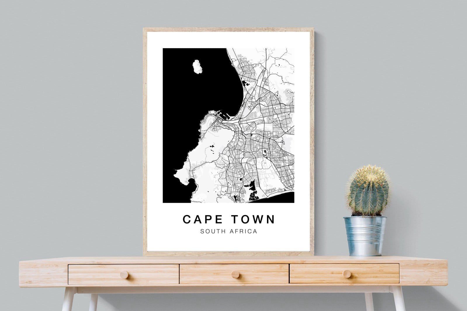 Cape Town City Map-Wall_Art-75 x 100cm-Mounted Canvas-Wood-Pixalot