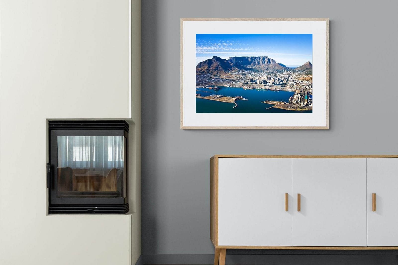 Cape Town Harbour-Wall_Art-100 x 75cm-Framed Print-Wood-Pixalot
