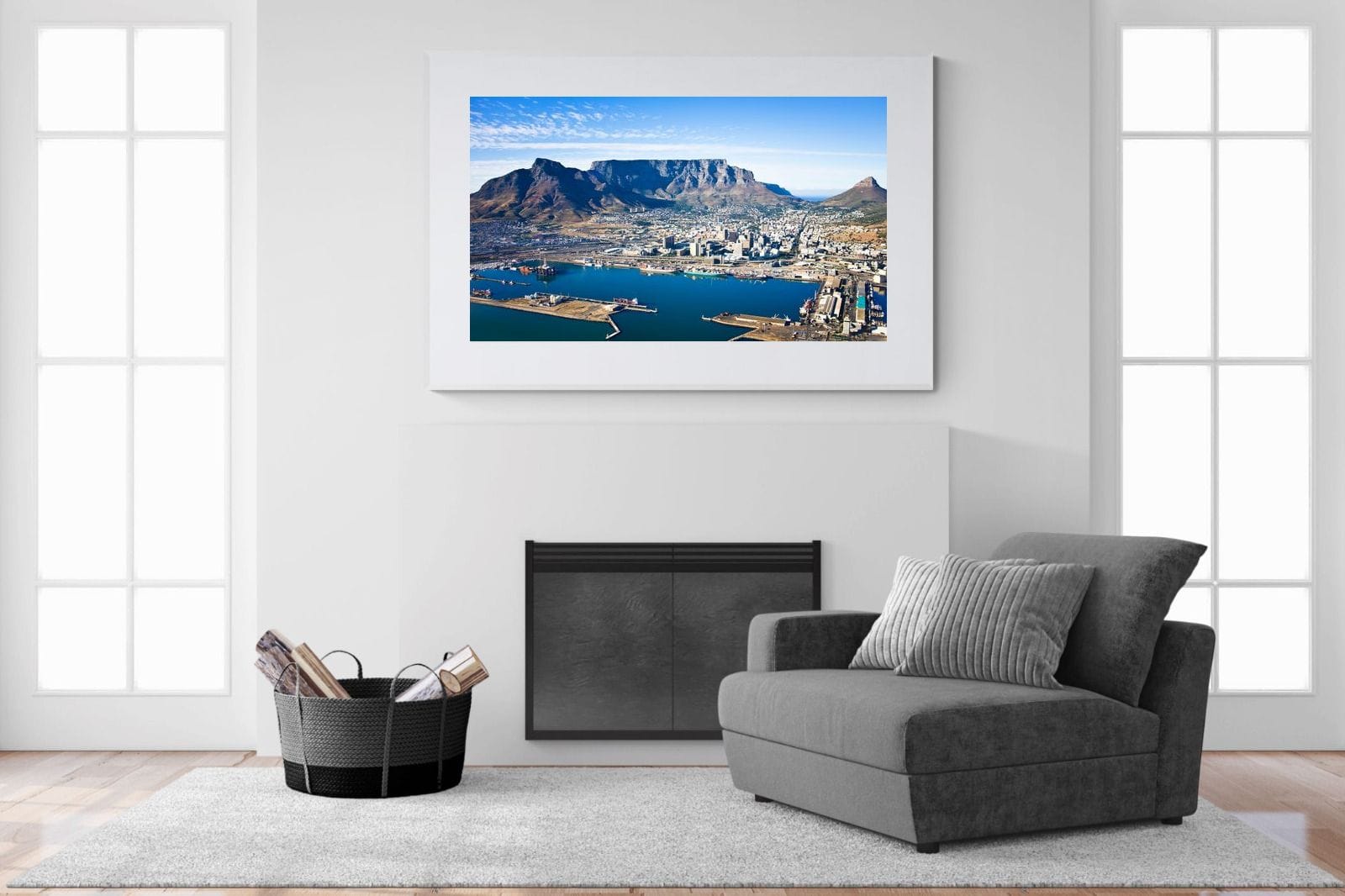 Cape Town Harbour-Wall_Art-150 x 100cm-Framed Print-White-Pixalot