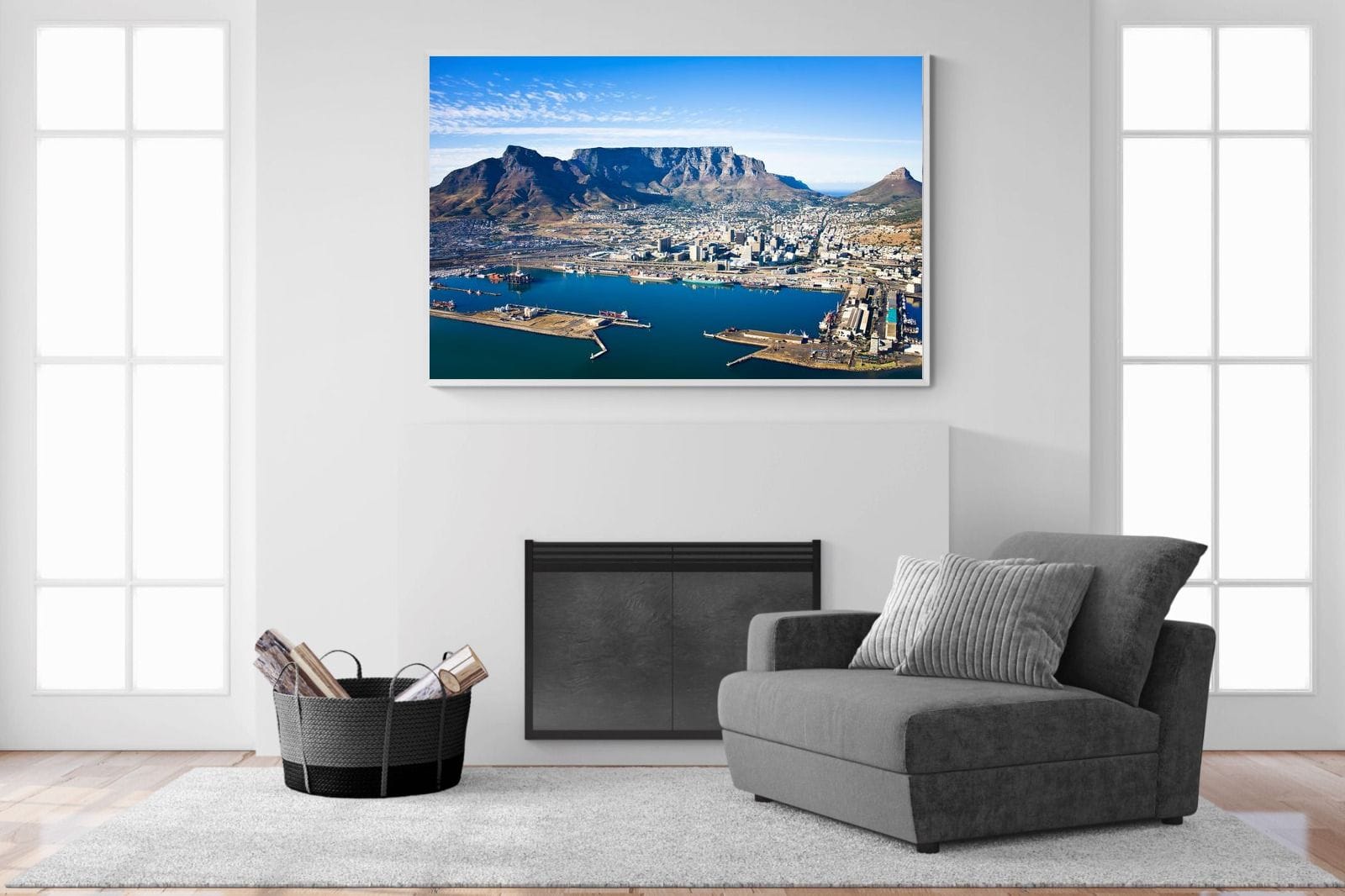 Cape Town Harbour-Wall_Art-150 x 100cm-Mounted Canvas-White-Pixalot