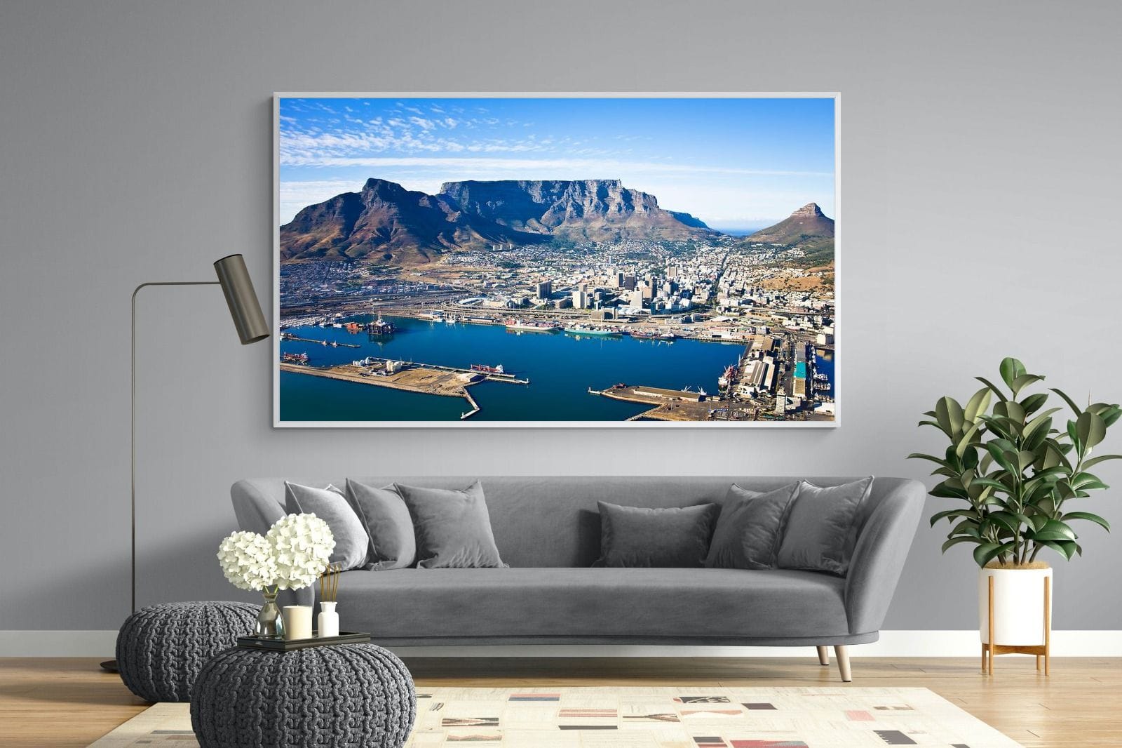 Cape Town Harbour-Wall_Art-220 x 130cm-Mounted Canvas-White-Pixalot