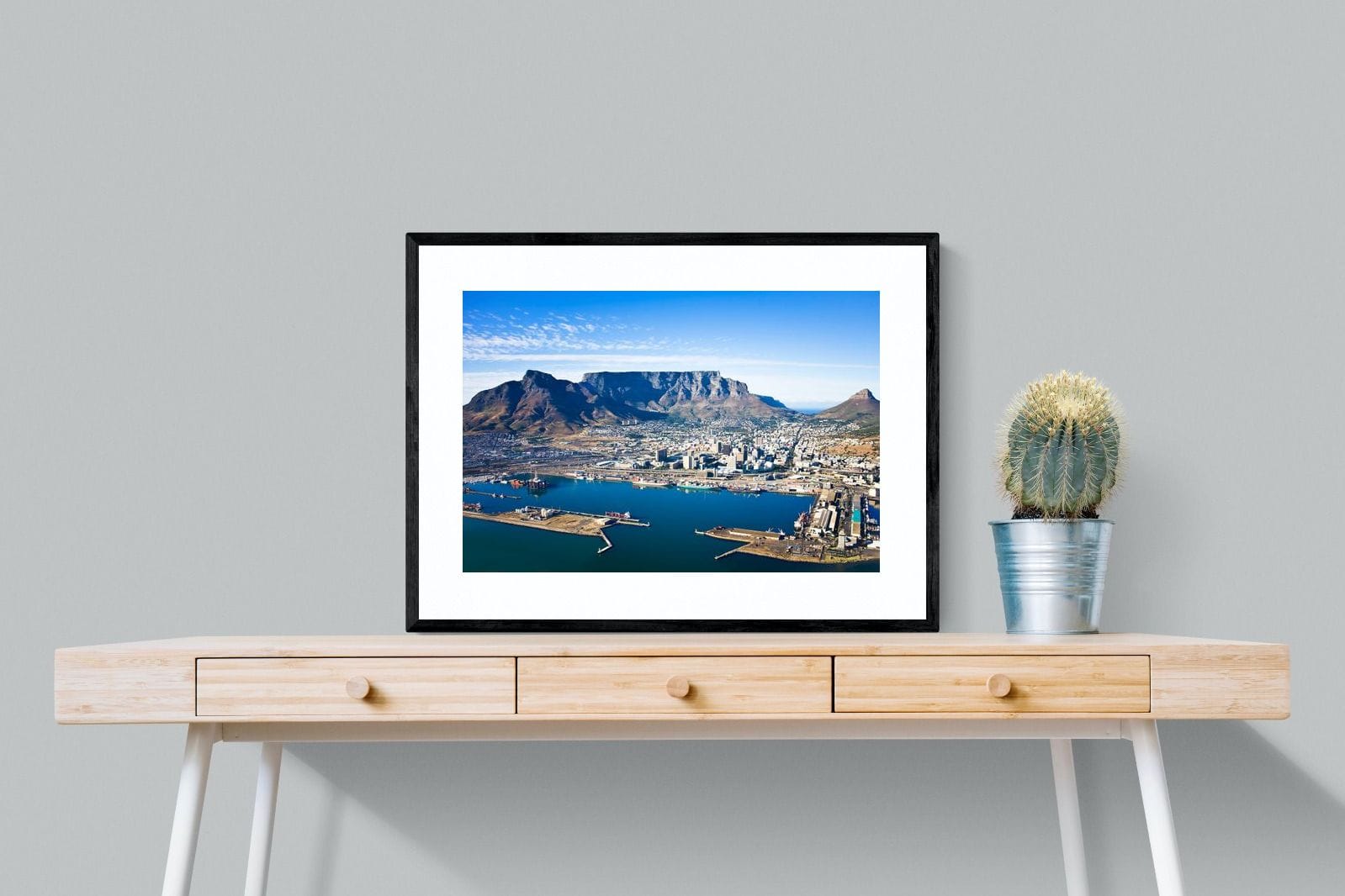 Cape Town Harbour-Wall_Art-80 x 60cm-Framed Print-Black-Pixalot