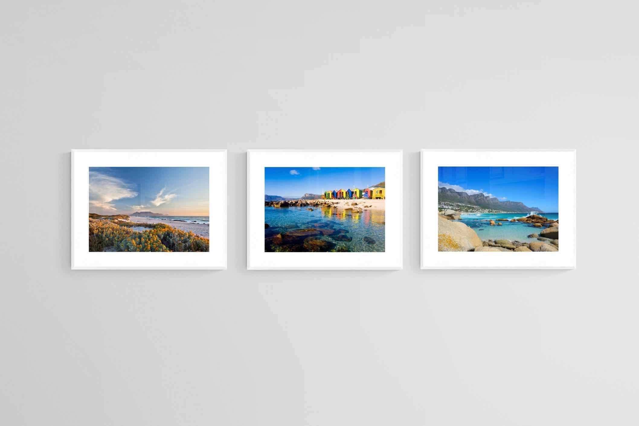Cape Town Set-Wall_Art-80 x 60cm (x3)-Framed Print-White-Pixalot