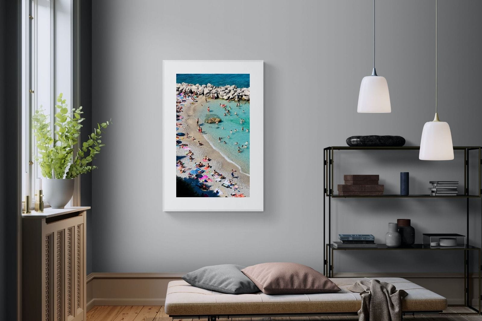 Capri Beach-Wall_Art-100 x 150cm-Framed Print-White-Pixalot