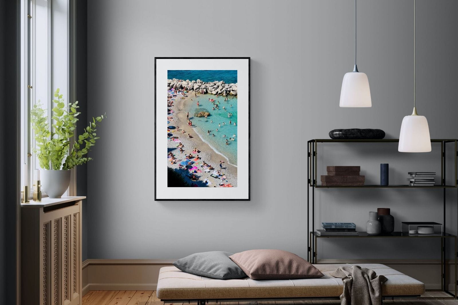 Capri Beach-Wall_Art-100 x 150cm-Framed Print-Black-Pixalot