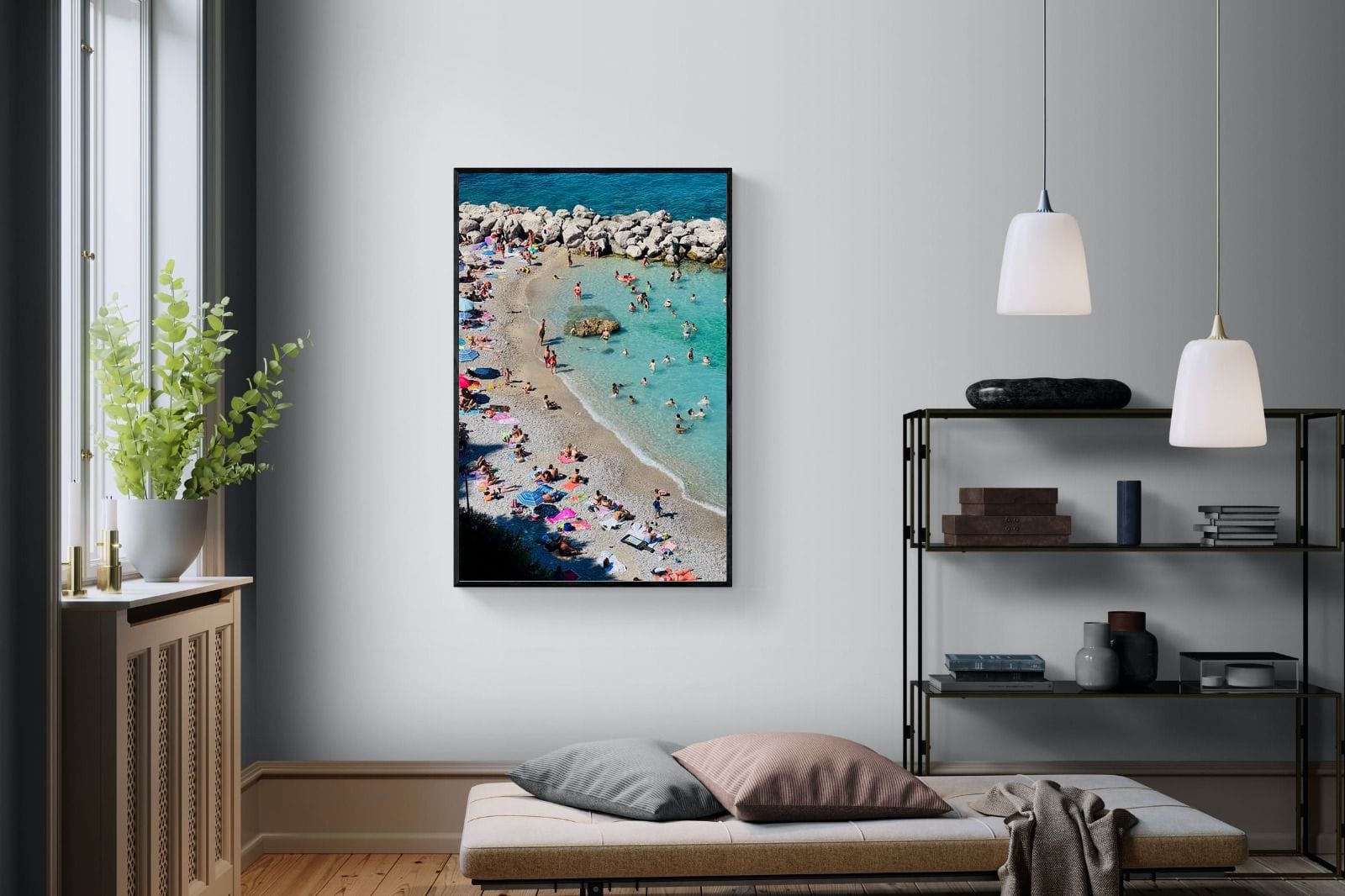 Capri Beach-Wall_Art-100 x 150cm-Mounted Canvas-Black-Pixalot