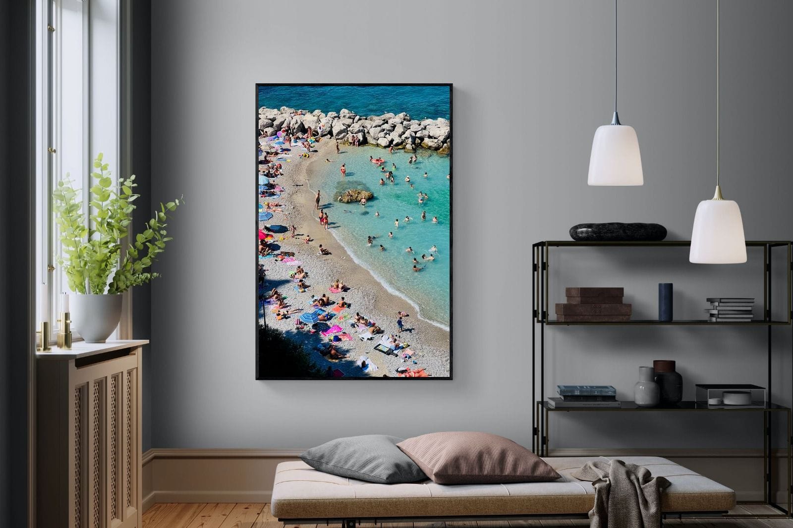 Capri Beach-Wall_Art-120 x 180cm-Mounted Canvas-Black-Pixalot